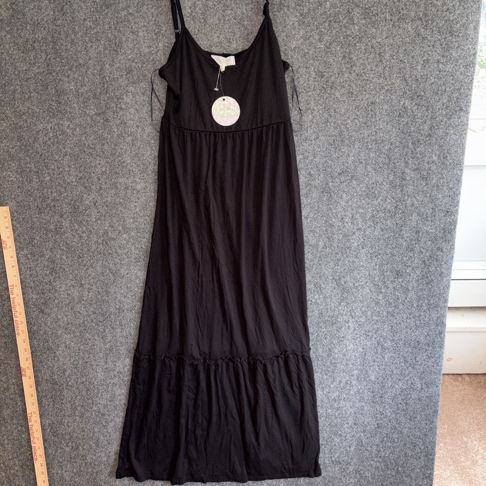 Pink Rose Black Dress L  NWT Stretch‎ Maxi